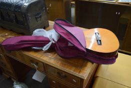A Nubone guitar with case and accessories