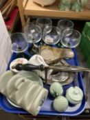 Mixed Lot: A Holkham breakfast table set, wine glasses and other items