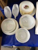 Quantity of milk glass and floral decorated dinner wares