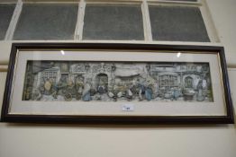 A decoupage street scene