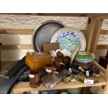 Mixed Lot: Music box, model animals, egg cups, trinket pots, collectors plates and other items