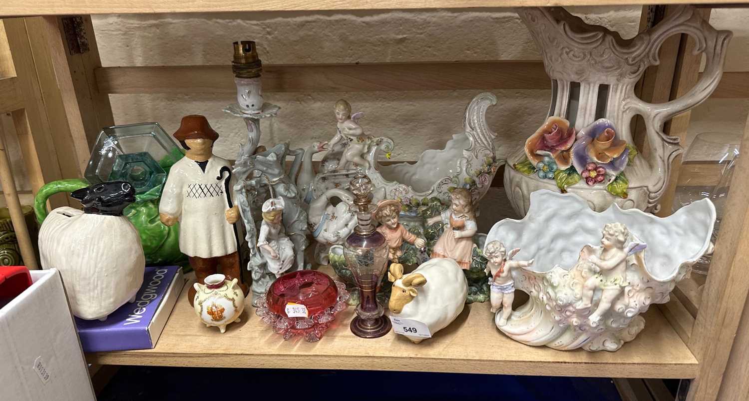 Mixed Lot: Cherub moulded baskets, glass ware, Wedgwood and other items