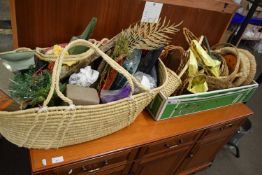 Quantity of assorted floristry items to include baskets, oasis, artificial foliage and other