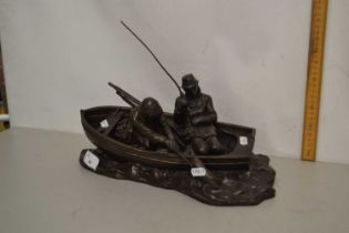 Heredities, bronzed resin model of anglers