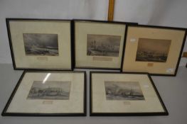Group of 19th Century coloured engravings to include entrance to the port of Dundee, Cullercoats,