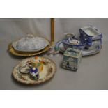 Mixed Lot: Various assorted decorated plates, tea wares etc