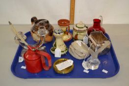 Mixed Lot: Torquay pottery items, small glass candlestick etc