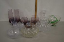 Mixed Lot: Various glass wares to include Caithness vase, glass bowls etc