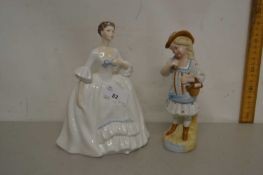 Royal Doulton figurine together with a 19th Century china figure of a girl (2)