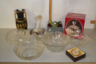 Mixed Lot: Variouus glass bowls, Greek vase, resin ornament etc