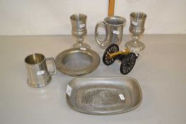 Mixed Lot: Various pewter goblets, miniature model cannon and other assorted items
