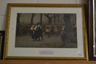 After Crofts, Charles I on the Way to Execution, coloured print, framed and glazed