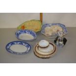 Mixed Lot: Royal Crown Derby trio, various blue and white table wares, an Art Deco style perfume