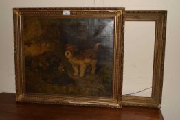 Mixed Lot: A study of two terriers and a rat trap, gilt framed together with a further picture