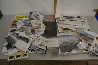 A large box of various assorted photographs to include a range of various military aircraft edition