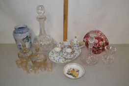 Mixed Lot: Various decanters, miniature porcelain tea sets etc