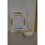 An Aynsley cottage garden pattern photograph frame and a further trinket box (2)