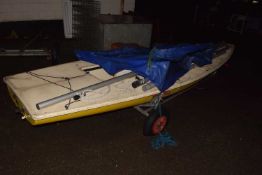 Laser Bodyshop dinghy with sails and boat trailer