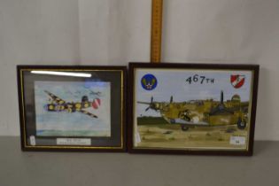 W P S Watts, two stylised pictures of Big Pete 467th Bomb Group - Rackheath and one other