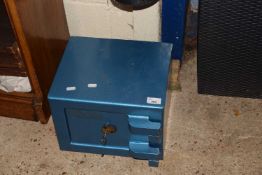 Small blue metal safe