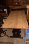 A pine refectory style kitchen table, 129cm wide