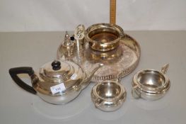 Mixed Lot: Silver plated tea wares, cruet etc