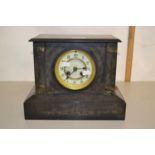 Victorian black slate cased mantel clock