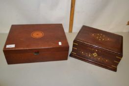 Mixed Lot: Modern writing box together with a modern inlaid hardwood jewellery box (2)
