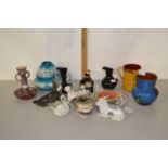 Mixed Lot: Torquay ware vases, Russian pottery seal, various crested ware items etc