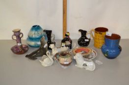 Mixed Lot: Torquay ware vases, Russian pottery seal, various crested ware items etc