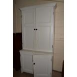 Painted pine four door cabinet, 115cm wide