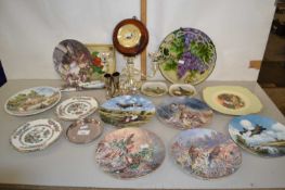 Mixed Lot: Various collectors plates, silver plated candelabra, barometer etc