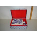 Modern Chinese porcelain spirit decanter in fitted case