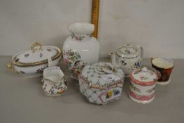 Mixed Lot: Various ceramics to include an Aynsley vase, porcelain covered trinket box, teapot and