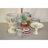 Mixed Lot: Floral encrusted jardiniere, modern Limoges trinket boxes and other assorted ceramics