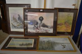Group of mixed pictures, shooting and game bird themes