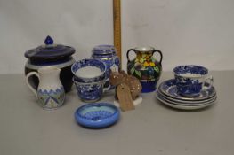 Tray of mixed ceramics to include a Gouda covered jar, a Russian pottery bear etc