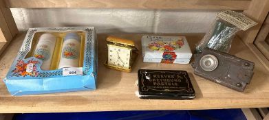 Mixed Lot: Travel alarm clock, vintage soaps, torch etc