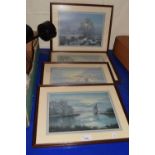 Set of four landscape prints, framed and glazed