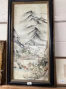 A Chinese style landscape, framed