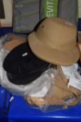 Pith helmet, cap and a quantity of upholstery accessories