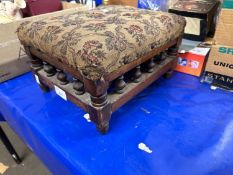 Mahogany framed upholstered needlework stool