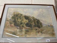 Watercolour landscape by T J Soaper, framed and glazed