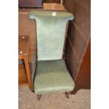 Victorian green upholstered high back prayer chair