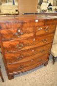 Victorian mahogany bow front chest with two short over three long drawers