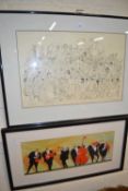 Jeremy, coloured print, 'CBSO April 1991' No 14/200, together with a further abstract study of