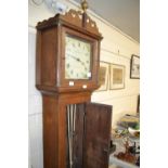John Brown, Harlestone, a Georgian oak longcase clock with painted dial and 30-hour movement