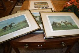 Four coloured prints, racehorses after George Stubbs, John Frederick Herring and others