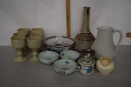 Mixed Lot Studio Pottery decanter and goblets plus various ceramics