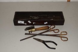 Box of various vintage tools